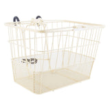Lift-Off Wire Basket with Mesh Bottom (Blemished) shown as a white shopping basket with black handles, ideal for bikes and scooters.