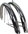 Cruiser Fender Pair: Two chrome fenders with screws, designed for 26 x 2.125 tires, suitable for various scooters and bikes.