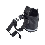 Unbreakable Universal Cupholder for ATVs, Bikes, Go-Karts, & Scooters: A sturdy black bag with a strap, quick-clip pinch buckles, and three hooks for secure attachment.