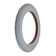 14x2.125 Pneumatic Mobility Tire with C628 Power Express Tread, featuring a grey rubber exterior and red rim, designed for mobility scooters and power chairs.