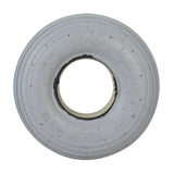 3.00-4 (10x3, 260X85) Foam-Filled Mobility Tire with K301 Ribbed Tread, designed for front use on mobility scooters and power chairs, featuring visible ribbed tread and a non-marking gray rubber surface.