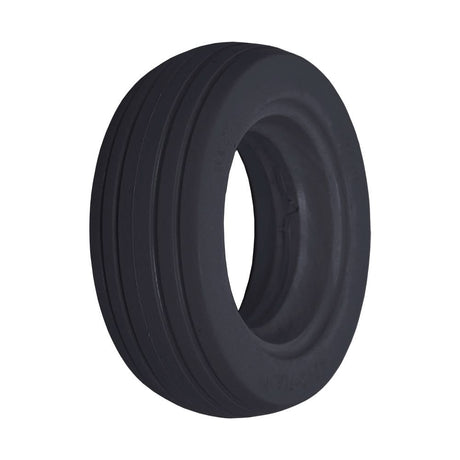 6x2 (150x50) AeroFlex Solid Urethane Mobility Tire with 4-Rib Tread, featuring a black synthetic rubber with a central hole, suitable for user-propelled and assisted wheelchairs.