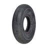 10x3 (3.00-4, 260x85) Pneumatic Mobility Tire with K301 Ribbed Tread, featuring a hole in the center, designed for mobility scooters and power chairs, made from non-marking rubber.