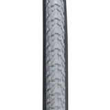 Close-up of the 24x1-3/8 Gray Pneumatic Wheelchair Tire with C763 Tread, showcasing its knobby tread pattern and durable rubber construction on a white background.
