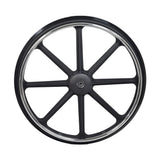 24x1 Rear Wheel for the Drive Sentra EC Heavy Duty and Sentra Extra Heavy-Duty Bariatric Wheelchairs, featuring a black wheel with silver spokes and rim, ideal for wheelchair hand rim replacement.