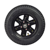3.00-8 Front Wheel Assembly for the Drive Cobra GT4, featuring a black tire with a black rim, inner tube, and bearings. Ideal for pre-serial number 2W1312000074 Cobra mobility scooters.