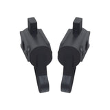 Backrest Pivot Brackets for Drive Medical Rollators (Set of 2) - a pair of black plastic objects, each with holes and screws, designed as replacement backrest pivot brackets.