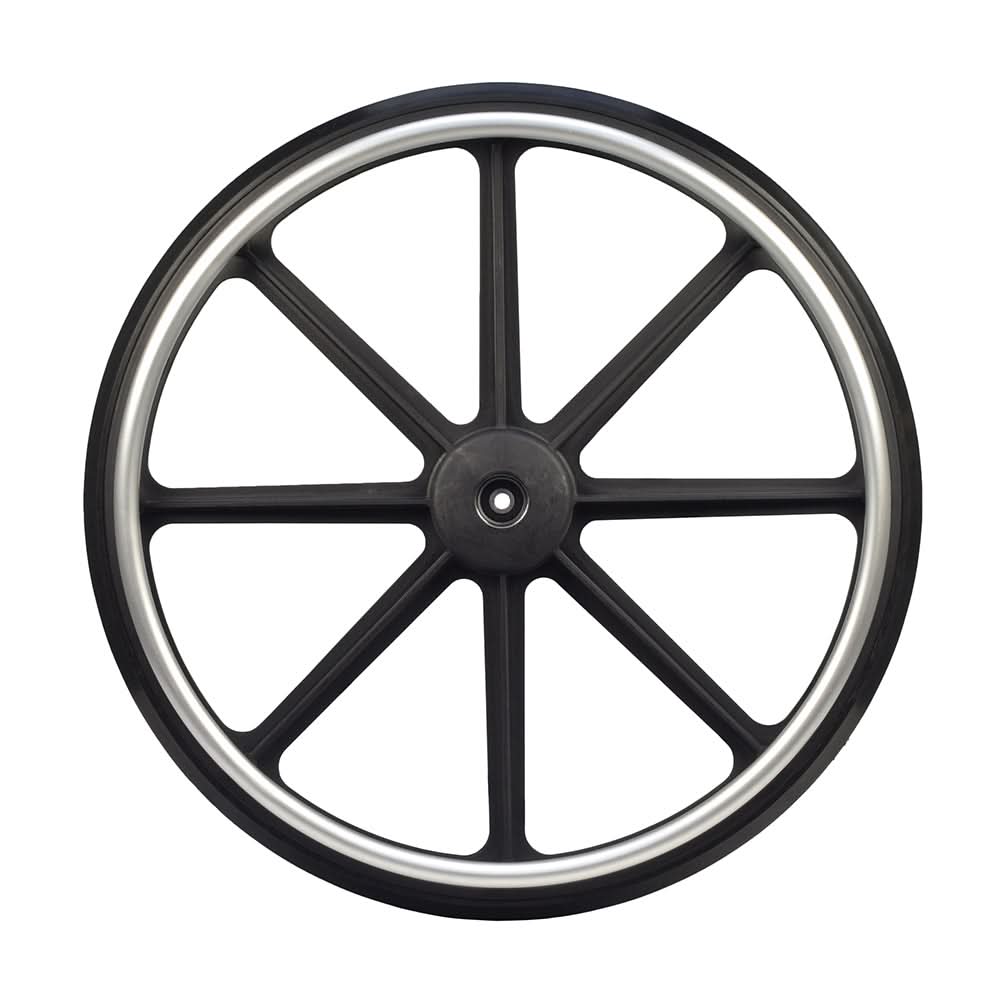 24 Rear Wheel for the Drive Deluxe Sentra Full and Viper Plus Wheelchairs, featuring a black wheel with a silver rim and spokes.