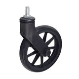 Front Caster Assembly for the Drive Medical Rollator with 6 Wheels (R800) and Drive Medical Aluminum Rollator with 6 Casters (R726), featuring a black wheel with a black plastic handle and metal nut.