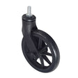 Front Caster Assembly for the Drive Medical Rollator with 6 Wheels, showing a black wheel with a central bolt and metal nut, essential for maintaining scooter and power chair mobility.