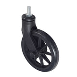Front Caster Assembly for Drive Medical Rollator with 6 Wheels (R800), and Drive Medical Aluminum Rollator with 6 Casters (R726) showing a close-up of the black wheel with a central bolt.