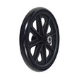 Rear Caster Wheel for the Drive Medical Adult Knee Walker, Go-Lite Bariatric Steel Rollator, & Cirrus IV Wheelchair; features a black wheel with a silver metal center and pre-installed 608ZZ bearings.