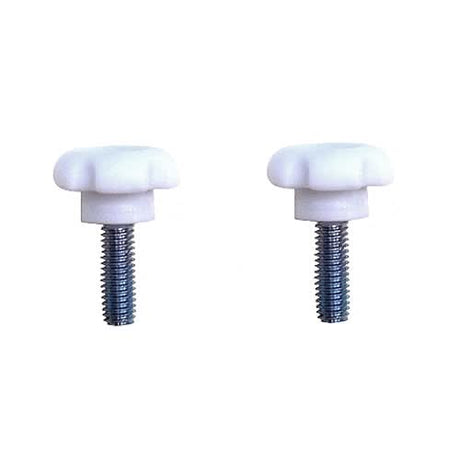 Backrest Locking Knobs for Drive Medical Nitro, Nitro Hemi, & Nitro Tall Rollators (Set of 2) - A pair of white plastic screws with star-shaped knobs designed to secure the rollator's backrest.