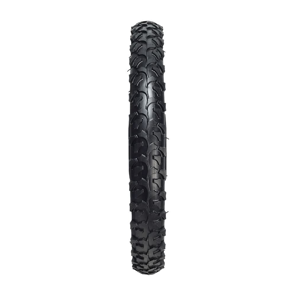 Front Wheel Assembly for the Drive Medical All-Terrain Knee Walker (990X) featuring a close-up of a black tire with directional tread, designed for flat-free use and available in left and right configurations.