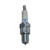 Close-up of a B6ES Spark Plug for Vintage Vespa & Lambretta Scooters, showcasing a white and silver tip essential for classic models like the Rally and Super Sport.