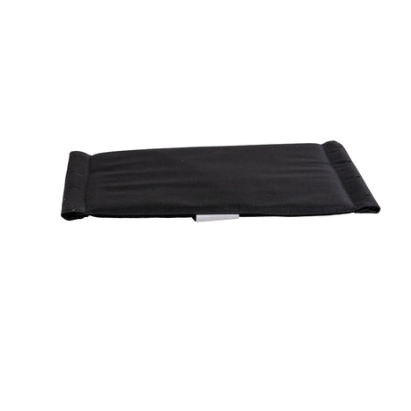18 Seat Base Upholstery for Drive Medical Blue Streak, Cruiser III, & Silver Sport 1 Wheelchairs, featuring a durable black fabric with a white label, designed for easy cleaning and secure fastening.