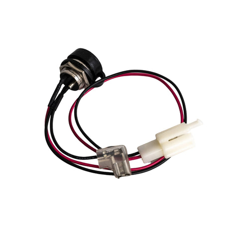 Close-up of the Charger Port with 3 Wires for the Razor Crazy Cart Shift (Versions 1+) & Crazy Cart Shift Lightshow, showing white plastic connector with red and black wires and three pins.