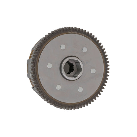 Clutch Assembly with 5 Plates for 110cc, 125cc, 150cc, & 200cc ATVs & Dirt Bikes, featuring a close-up of a metal gear component, showcasing its intricate tooth design and circular structure.