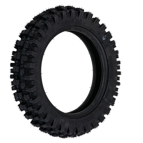 3.00-10 Dirt Bike Tire with QD015 Knobby Tread, shown with deep treads suitable for mini dirt bikes of 49cc/50cc & 70cc engine sizes.
