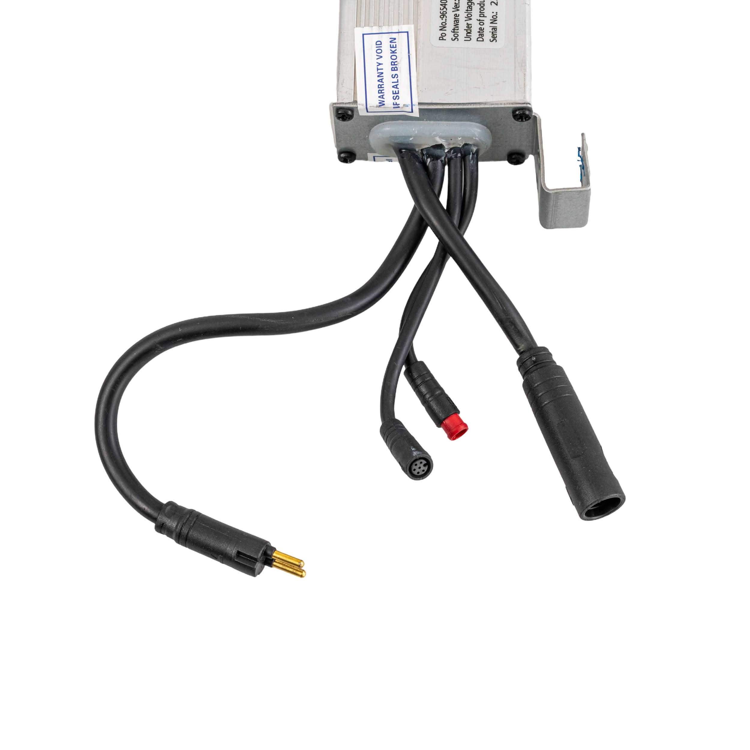 Close-up of the Control Module for the GOTRAX G4 and GMAX Electric Scooter, highlighting a black cable, label, and metal corner components.