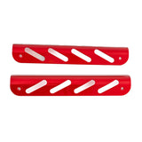 Red Shroud Insert Kit for the 3-Wheel Drive Medical Ventura Mobility Scooter, featuring seven red metal pieces: U-shaped front fork trim, tiller face, side deck panels, and battery box trim sections.