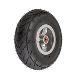 Front Wheel Assembly for the Razor E300 and Pocket Rocket (PR200), featuring a black tire with a silver rim, complete with axle and 620ZZ wheel bearings.