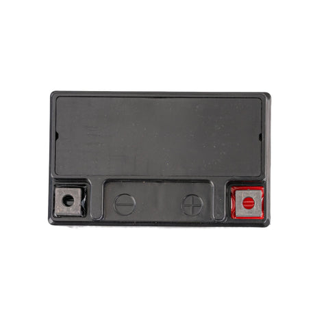 12 Volt YTX5L Replacement Sealed AGM Go-Kart Battery, black rectangular design with visible red square button and circular elements. Ideal for go-karts, scooters, ATVs, and dirt bikes.
