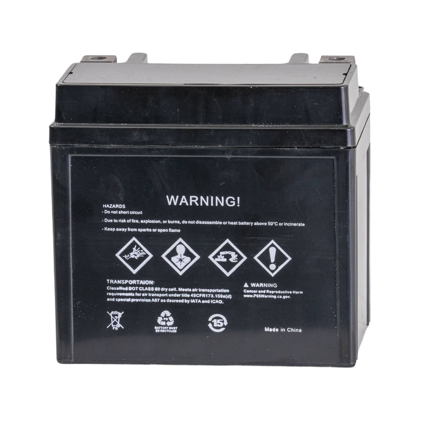 12 Volt YTX5L Replacement Sealed AGM Scooter, ATV, and Dirt Bike Battery with white text and symbols on a black rectangular body, ideal for various scooters, ATVs, and dirt bikes.