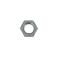 Nylock Jam Nut with 1/2-20 Thread: Close-up of a durable stainless steel nut, 7/16 high and 3/4 across, showcasing its fine threading and robust build.