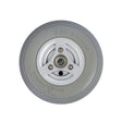 2.50-3 (210-65) Caster Wheel for Permobil C300 Corpus, C350 Corpus, & C500 Corpus Power Chairs, showcasing a close-up of the metal center and tire with a detailed view of the rim and bearing.