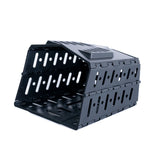 Foldable Front Basket for the Golden Buzzaround CarryOn (GB120), a black plastic object with holes, designed to fold flat against the tiller for convenient storage when not in use.