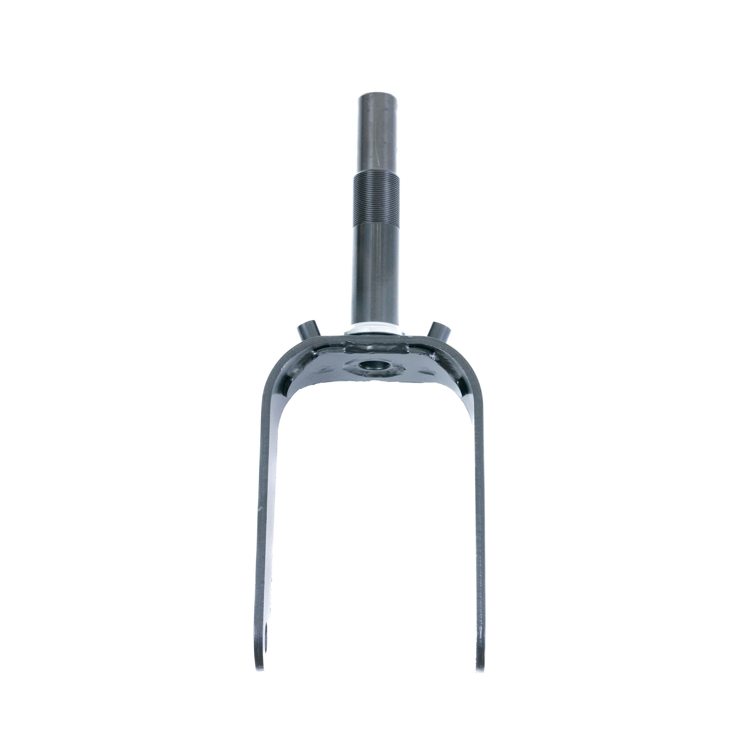 Front Fork for the Pride Mobility 3-Wheel Victory 10 (SC610) Scooter, showing a black metal frame with a long handle, cylindrical components, and a round center.