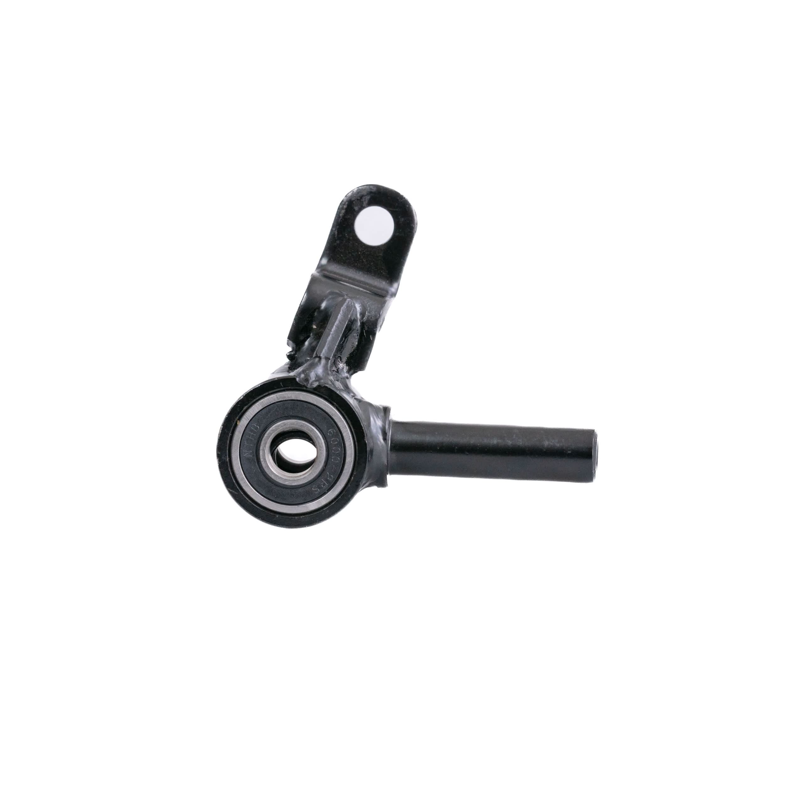 Front Axle Assembly for Jazzy Zero Turn & Pride Zero Turn 8 Mobility Scooters, featuring a black metal object with a round center and essential hardware components like tie rods, washers, bolts, spacers, and nuts.