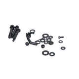 Front Axle Assembly for Jazzy Zero Turn & Pride Zero Turn 8 Mobility Scooters, featuring black metal parts including bolts, nuts, washers, and spacers, essential for replacing the front axle.