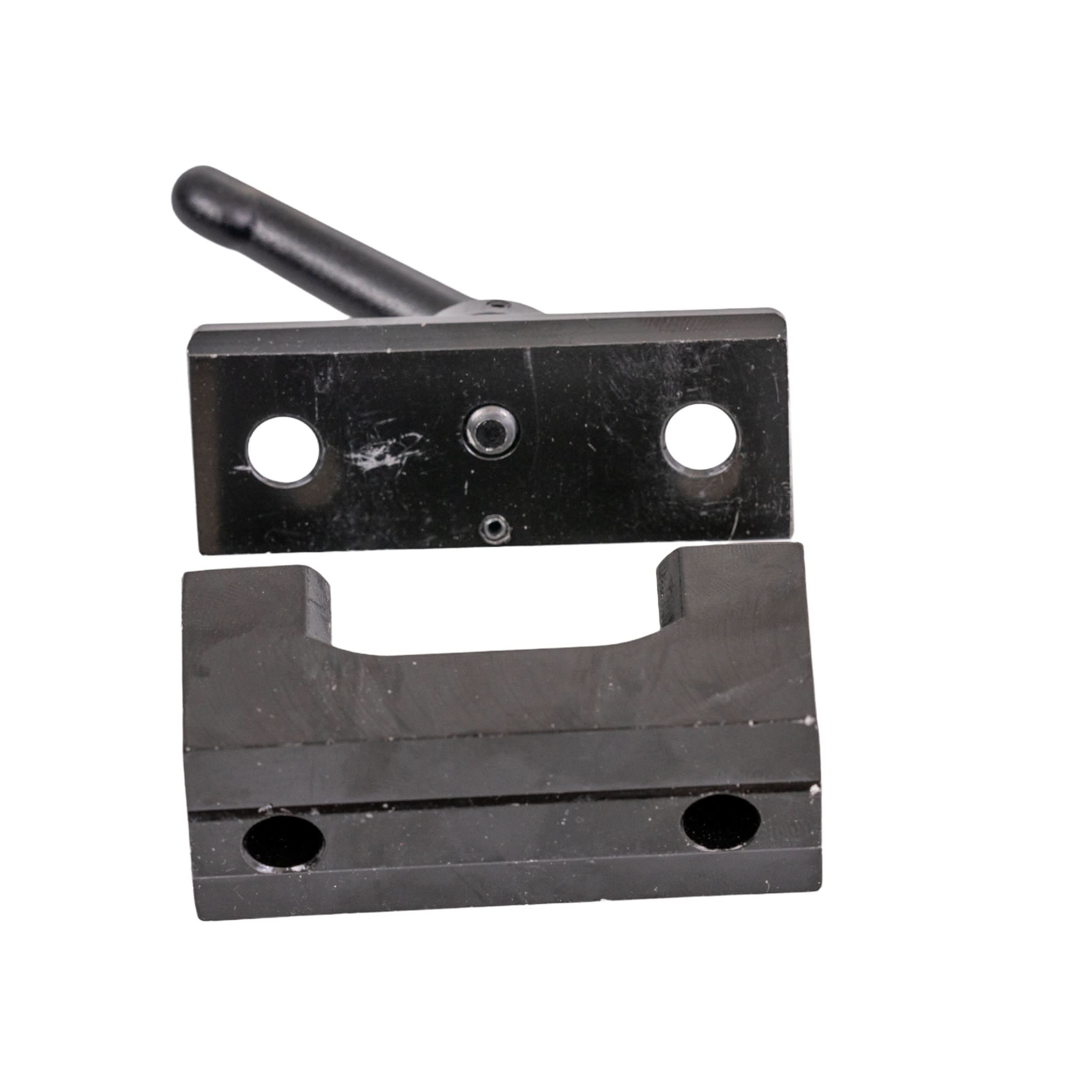 Receiver Block Assembly for the Quantum Q6 Edge HD, featuring a black metal piece with holes and visible screws, essential for maintaining scooters or power chairs.
