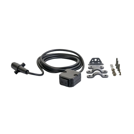 A-Type Winch Hand Control for ATVs featuring a 101 cable, Out/In rocker switch, 4-pin female connector, and accompanying screws, bolts, and washers. Suitable for 2000-4500 lbs. capacity winches.