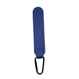Blue Leather Clip Organizer for Wheelchairs, Walkers, & Rollators (Set of 2) featuring blue leather straps with black carabiners, ideal for attaching keys, fobs, and bags to mobility aids.