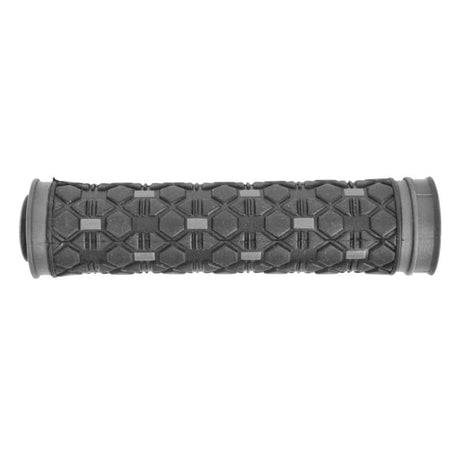 Close-up of the Dual Density Handlebar Grips, showcasing textured surface and ergonomic design, ideal for enhancing comfort and control on bikes and scooters.