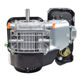 Close-up of the 212cc 6.5 HP Engine for Mini Bikes, showcasing its manual pull start, air filter, carburetor, fuel tank, muffler, and spark plug. Ideal for custom garage builds.