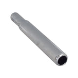 Seat Post for the Razor E-Punk: A chrome-plated cylindrical metal tube with a black hole on one end, designed for height adjustment, serving as a replacement for damaged seat posts.