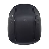 Black Plastic Seat for Go-Karts & Drift Trikes, featuring a durable molded design, four mounting holes, six rear drain holes, and two slits for a safety lap belt.