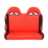 31-1/2 Red Double Seat for the Coleman KT196 Go-Kart (Blemished) features a racing style with back vents, designed for secure seatbelt placement, ideal for off-roading or neighborhood rides.