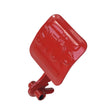 Red Brake Pedal for Coleman CK100 & SK100 Go-Karts, made of strong metal alloy with a bright red finish, showing minor scuffing and scratches, designed for reliable stopping function.
