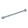 Rear Axle for the Coleman CC100X Mini Bike: A long metal rod with a nut, zinc-finished, measuring 9.44 inches in length, designed as a replacement part for the mini bike.