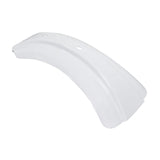 Front Fender for the Coleman BT200X Mini Bike, a white plastic piece with strategic holes designed to mount on the headlight bracket, protecting the rider from mud and debris.