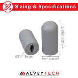 Gray Rubber Tips for 5/8 Flat Invacare Style Wheelchair Wheel Locks (Set of 2) - close-up of cylindrical gray rubber tips with cutouts designed for wheelchair brake levers.