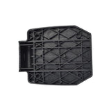 Universal Black Plastic Footplate for Wheelchairs with 7/8 Tubing featuring multiple holes for adjustable attachment, designed to fit most wheelchair models, suitable for both left and right sides.