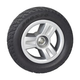 8x2.50 Rear Wheel Assembly for the Go-Go Elite Traveller (SC40E/SC44E) featuring a black solid tire with a silver tri-spoke rim, designed for budget-friendly scooter maintenance.