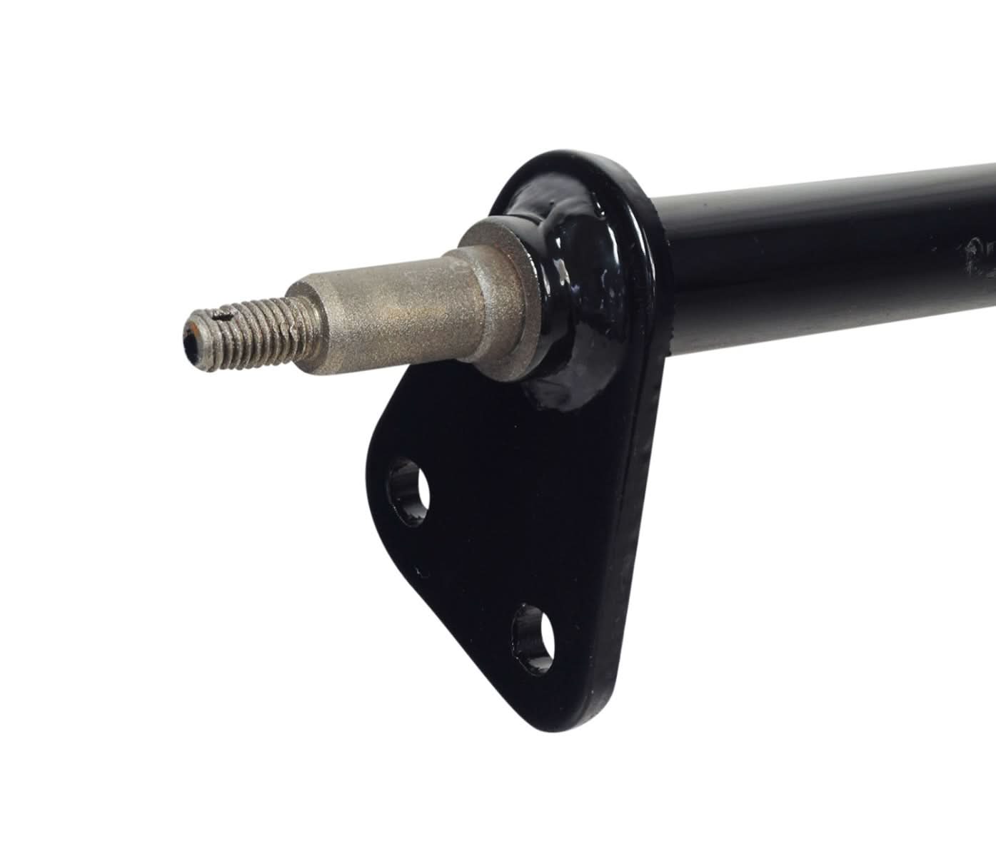 Steering Shaft for the Coleman AT125-EX ATV, featuring a black and silver metal construction with a threaded lower end and a rectangular upper plate with four mounting holes.