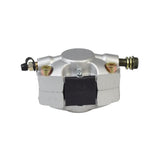 Brake Caliper with Pads for the Baja Blaster (BB65) 6.5 Hp Go-Kart; features a robust silver metal body and black rubber components, including bolts, screws, and lightweight pads.
